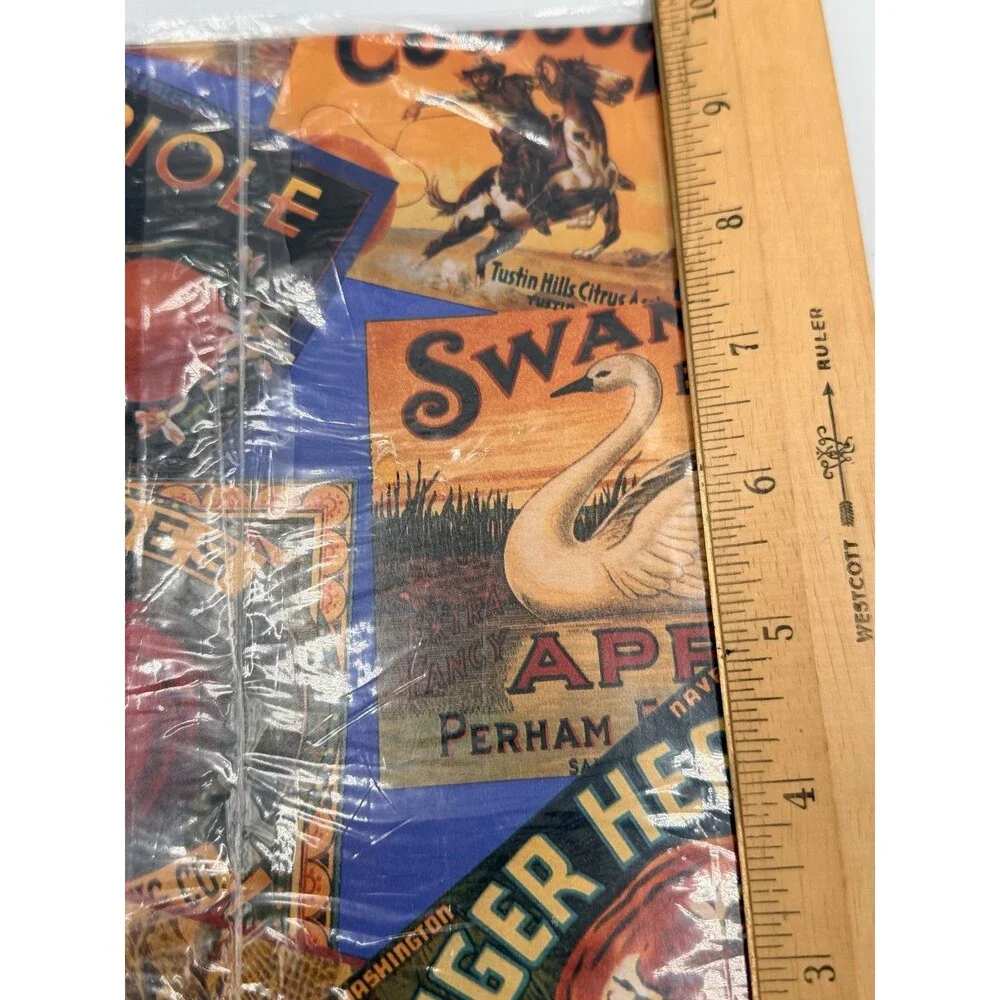 Gibson Vintage Style Fruit Crate Label Collage Gift Wrap Paper 2 Sheets 20
